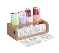 Paper Roll Holder - Wooden Desk Organizer | 13.8 Inch Desk Storage with | Drawing Roller and Pen Tray | Perfect For Art Studio Use, Kitchen