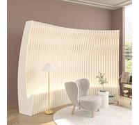 Paper room divider,Crescent Shape Folding Privacy Screen with LED Light | Portable Freestanding Room Divider | Creative Retractable Partition for Home & Office | Soft Deformable Indoor Divi