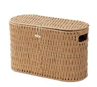 Paper Rope Basket for Toilet Paper Storage with Lid,Hand-Woven Wicker Basket for Bathroom,Living Room,Cute Woven Basket Both Organizer&Decor,Neutral