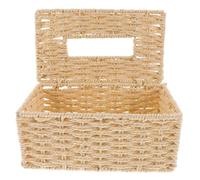 Paper Rope Woven Tissue Box Holder for Napkins, Beige Decorative | Fine Texture, Rustic Look, Non-slip Placement, Quick Access for Facial Tissues, Shelves and Waiting Rooms