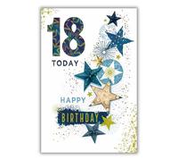 Paper Rose Male Age 18 Birthday Card for Men/Boys - Starry Milestone Card - Eco-Friendly & Recyclable - Made in England
