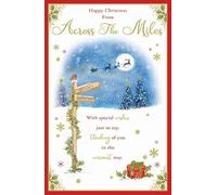 Paper Rose Across the Miles Christmas Card - Santa in the Night Sky - Embossed Foil Finish - Festive Christmas Greeting Card