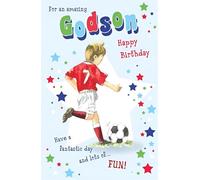 Paper Rose Amazing Godson Birthday Card - Happy Birthday Card for Boys with Footballer Design and a Flitter Finish
