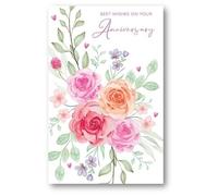 Paper Rose Anniversary Card - Floral Cascade Embossed with a Foil Finish - Eco-Friendly and Recyclable