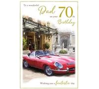 Paper Rose Artistic Dad 70 "Happy Birthday Greeting Card - From The Past And Present Write From The Heart Range - Wishing You A Fantastic Day - Debossed Gold Foil Finish