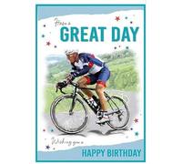 Paper Rose Artistic Open Male Happy Birthday - From The Alpha Range - With A Foil Finish (Cycling)