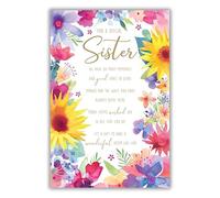 Paper Rose Birthday Card for Sister - Vibrant Floral Design with Sentimental Verse - Pretty Birthday Greeting Card for a Special Sister - For Her