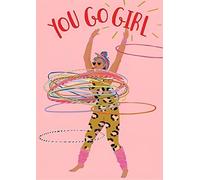Paper Rose Birthday/Congratulations Greeting Card - Happy Birthday Card for Women with 'You go girl' Contemporary Hula Hoop Design and a Foil Finish