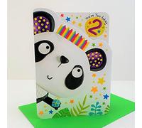 Paper Rose Boy You're Two Today Age 2 Die Cut Zig Zag Birthday Card - Panda