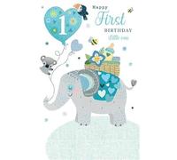 Paper Rose Boys 1st Birthday Card - Age 1 - Animals and Balloons With Embossed Foil Detailing - Eco-Friendly and Recyclable