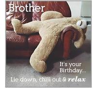 Paper Rose Brother Funny Birthday Card - Humorous Happy Birthday Card with Sleeping Teddy Bear Design - Birthday Card for Men/Boys