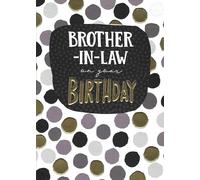 Paper Rose Brother-in-Law Birthday Card, Modern Dots Design with Gold Foil Highlights, Embossed Text, Includes Envelope