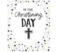 Paper Rose Christening Day Greeting Card, Cross & Stars Design, with Matching Envelope