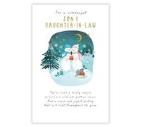 Paper Rose Christmas Card for Son and Daughter in Law - Festive Snowman Couple - Foil Finish - Sentimental Christmas Card for a Special Couple