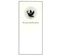Paper Rose Confirmation Greeting Card, Dove Design, Traditional Religious Theme, with Envelope