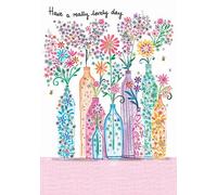 Paper Rose Daisy Patch Bottles Birthday Card Traditional Illustrated Design