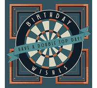 Paper Rose Dart Board Birthday Card Birthday WIshes, Have A Double Top Day! Bronze Foil Embossed Design