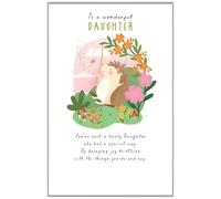 Paper Rose Daughter Birthday Card - Happy Birthday Card with Floral Hedgehog Design and Special Finishes - Birthday Card for Women/Girls