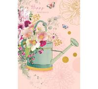 Paper Rose Female Birthday Card - Happy Birthday Card for Women with Floral Watering Can Design Design and Foil Details