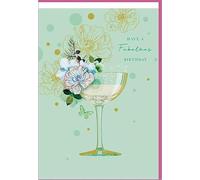 Paper Rose Female Open Birthday Greeting Card - Gorgeous Gold Foil Finish and Pretty Illustration (Floral Fizz)