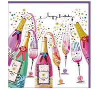 Paper Rose Female Open 'Happy Birthday' Greeting Card - From The Artisan Range - Embossed With A Gold Foil Finish (Fizz)