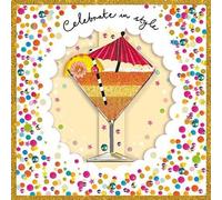 Paper Rose Female Open 'Happy Birthday' Tri-Fold Greeting Card - From The Artisan Range - Embossed With A Gold Foil Finish, And Stunning 3D Cut Out Cover Design (Colourful Cocktail)