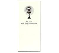 Paper Rose First Holy Communion Card, Traditional Religious Greeting Card, Chalice and Host Design, with Envelope