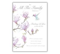 Paper Rose - For all the Family With Love - Thinking of You at This Sad Time - Sympathy Card - Hummingbird & Magnolia Illustration