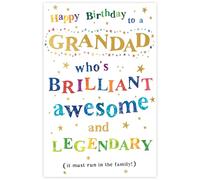 Paper Rose Funny Birthday Card for Grandad - Brilliant Awesome & Legendary Design - Embossed Gold Foil Finish - Premium Greeting Card with Envelope