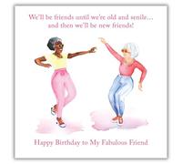 Paper Rose Funny Birthday Card for Her - ‘Friends Until We’re Old & Senile’ Cheeky Quote - Humorous Birthday Card for Best Friend