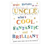 Paper Rose Funny Birthday Card for Uncle - Cool, Fantastic & Brilliant Design - Embossed Gold Foil Finish - Amusing Premium Greeting Card with Envelope - Good Genes Run in the Family