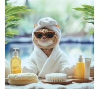 Paper Rose Funny Birthday Card For Women or Girls - Cute Cat - 'Relax, it's your Birthday!' - Humorous Animal Greeting Card