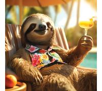 Paper Rose Funny Blank Card for Men - Amusing Sloth Sunbathing Design - Premium Greeting Card with Envelope - Suitable for Birthdays & Other Occasions