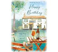 Paper Rose General Male Birthday Card for Men - Pint of Beer at the Pub - Gold Foil Finish - Eco-Friendly & Recyclable