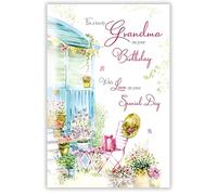 Paper Rose Grandma Birthday Card - Happy Birthday Card with Floral Garden Design and Special Finish - Birthday Card for Women