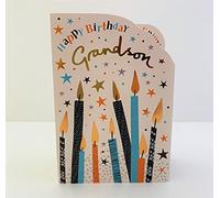 Paper Rose Grandson Die Cut Zig Zag Happy Birthday Card - Birthday Candles