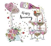 Paper Rose Happy Anniversary Card with Envelope