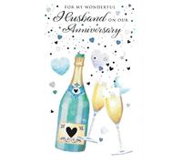 Paper Rose Husband Anniversary Card, Champagne Design, For My Wonderful Husband on Our Anniversary