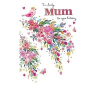 Paper Rose Lovely Mum Birthday Card - Pink Bird on Floral Branch with Foil Finish - Eco-Friendly and Recyclable