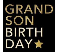 Paper Rose Luxury Grandson Birthday Card with Gold Lettering, Black and Gold Design