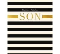 Paper Rose Luxury Son Birthday Card, Black and White Striped Design with Gold Foil Text