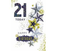 Paper Rose Male Milestone Birthday Card for Men - Age 21 - Starry Graphic Card - Eco-Friendly & Recyclable - Made in England