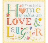 Paper Rose New Home Congratulations Card - New Home Card with Embroidered Flowers Design with Embossed Details