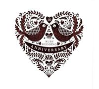 Paper Rose Ruby Wedding Anniversary Card, 40 Years, Love Birds Design, Foil Finish, Embossed, Greeting Card
