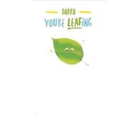 Paper Rose Sorry You're Leaving Card, Funny Farewell Greeting Card, Cute Leaf Pun Design, Blank Inside with Envelope