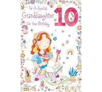 Paper Rose Special Granddaughter 10th Birthday Card - Age 10 - Girl Writing in Diary with Foil Details - Eco-Friendly and Recyclable