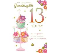 Paper Rose Special Granddaughter 13th Birthday Card - Age 13 - Cupcakes and Flowers with Foil Details - Eco-Friendly and Recyclable