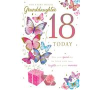 Paper Rose Special Granddaughter 18th Birthday Card - Age 18 - Giftbox Butterflies with Foil Details - Eco-Friendly and Recyclable