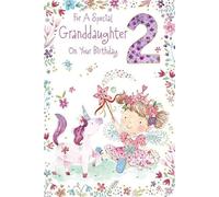 Paper Rose Special Granddaughter 2nd Birthday Card - Age 2 - Fairy Girl and Unicorn with Foil Details - Eco-Friendly and Recyclable