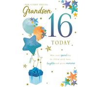 Paper Rose Special Grandson 16th Birthday Card - Age 16 - Present & Balloons with Foil Details - Eco-Friendly and Recyclable